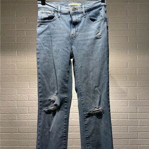 Levi's Blue Straight Leg Jeans with‎ Distressed Knees